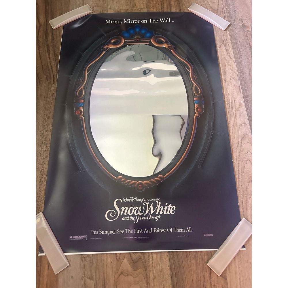 Vintage Disney Snow White Movie Poster Magic Mirror Foil Reflective Promotional